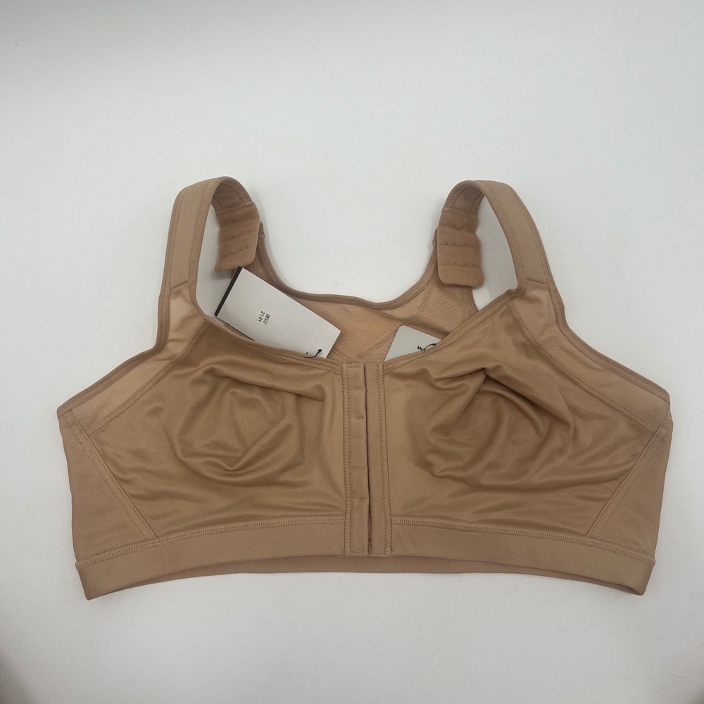 Leonisa Unlined Wireless Posture Corrector Bra Beige Front Closure 011473C 38C